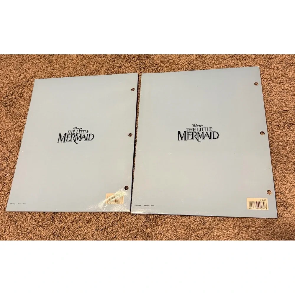 Vintage Disney The Little Mermaid Ariel Folder Lot Of 2 Flounder Sebastian